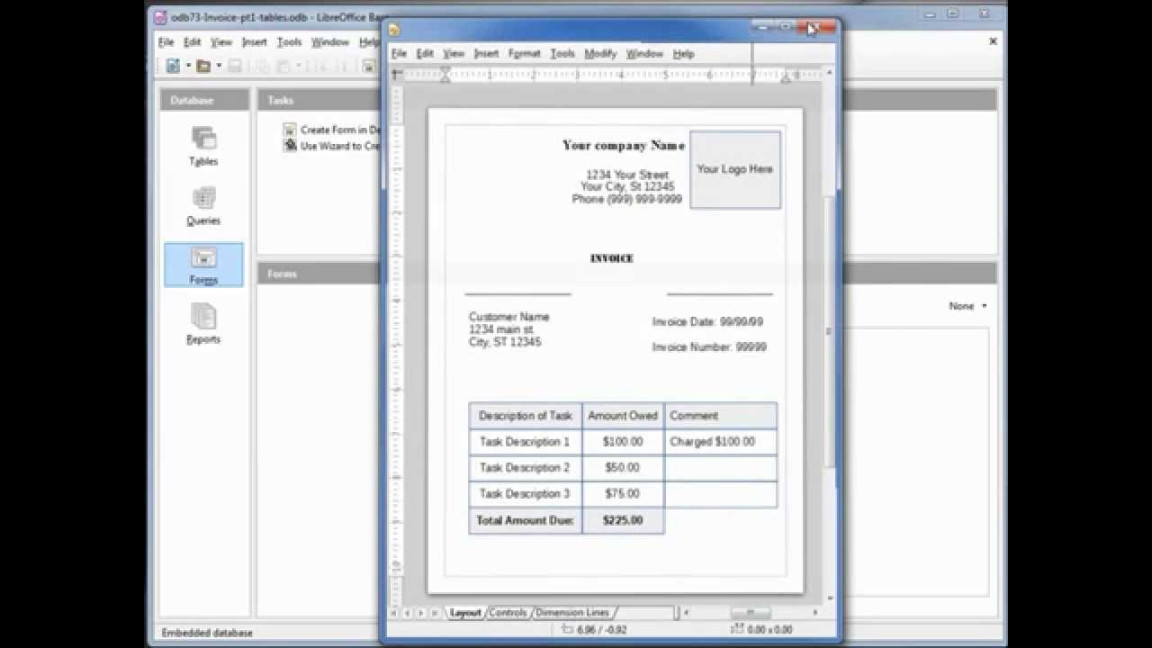 LibreOffice Base () Home Invoice pt Tables