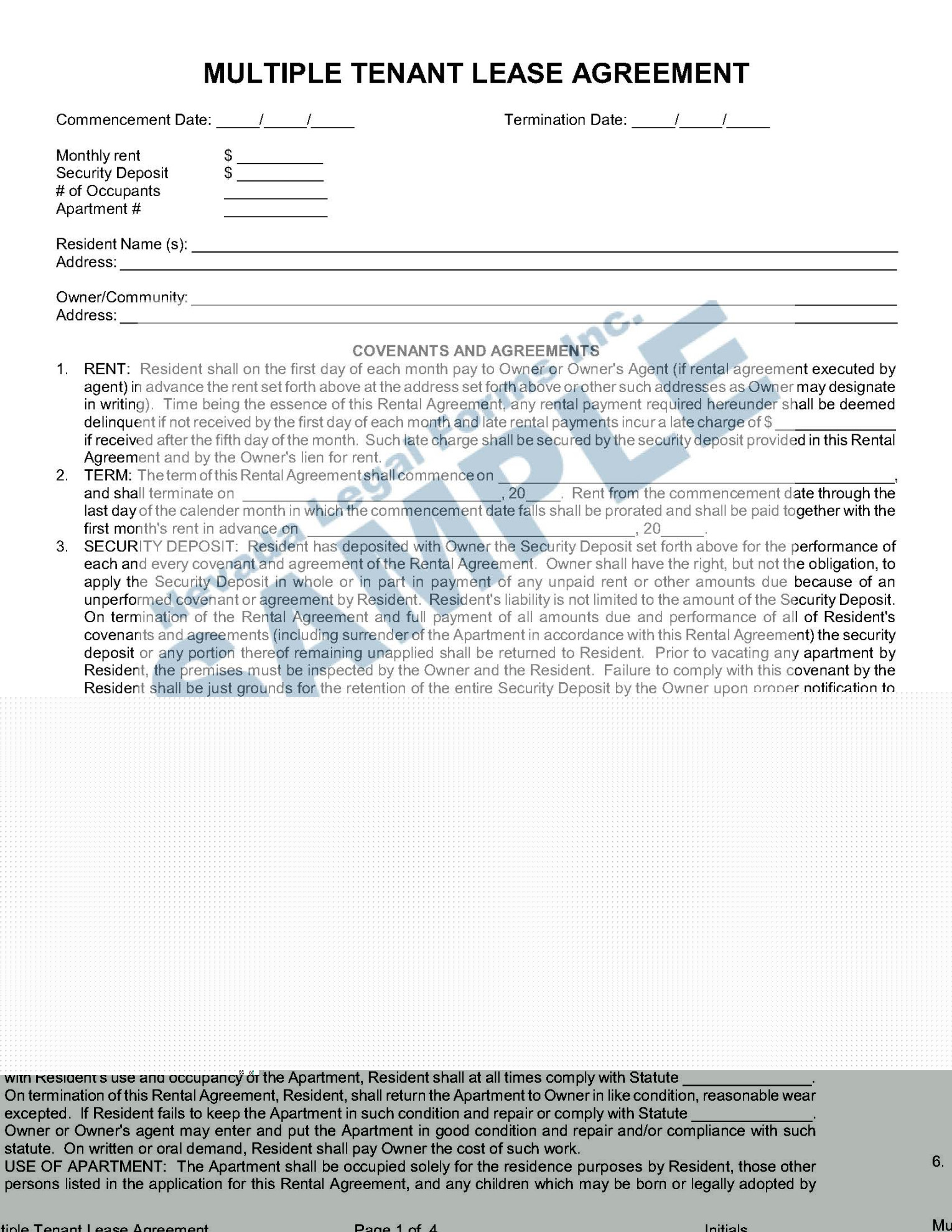 MULTIPLE TENANT LEASE AGREEMENT  Nevada Legal Forms & Services