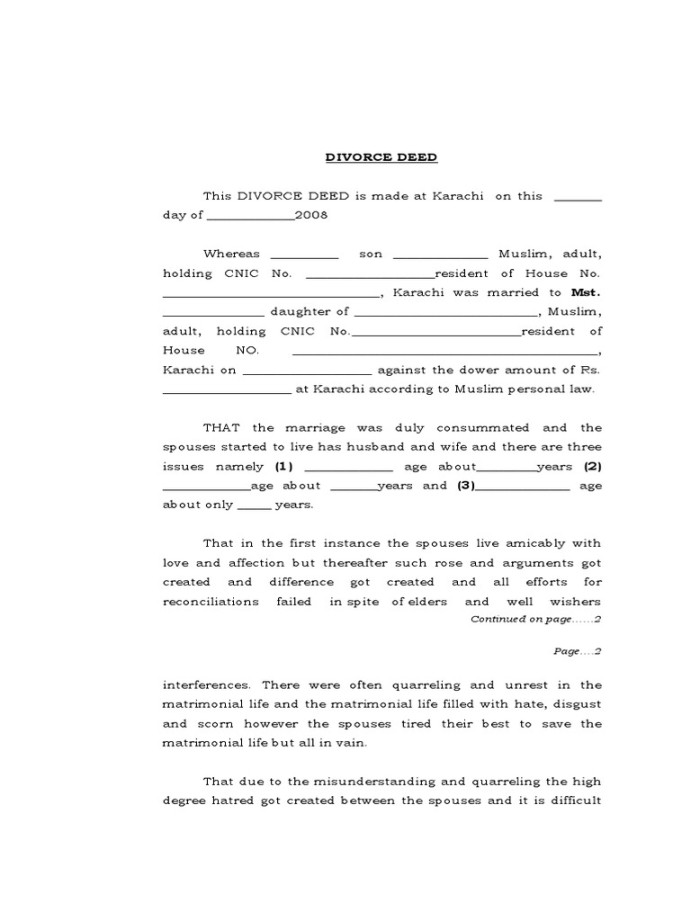 Muslim Divorce Deed PDF  PDF  Marriage  Marriage, Unions And