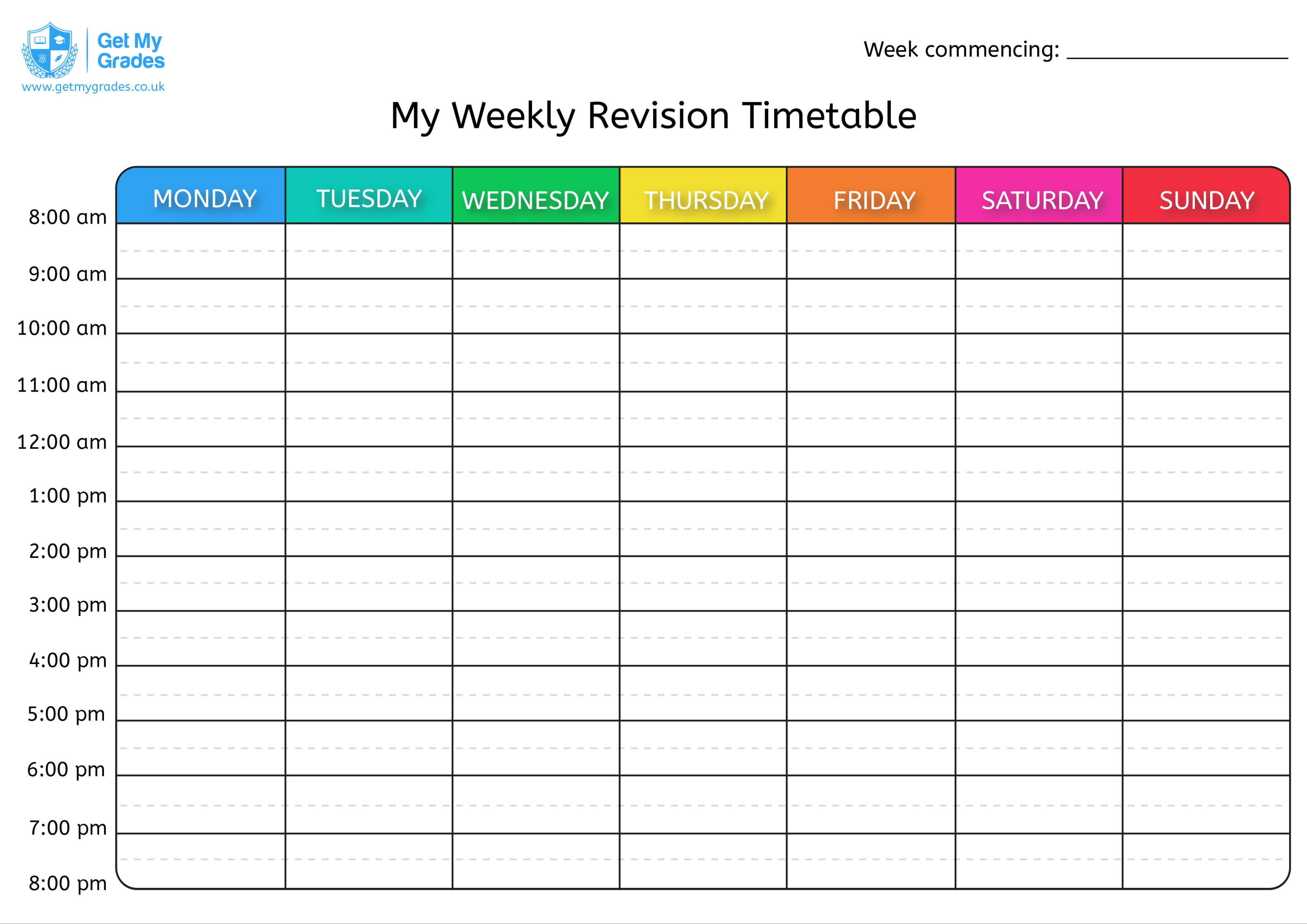 My Revision Timetable - Get My Grades