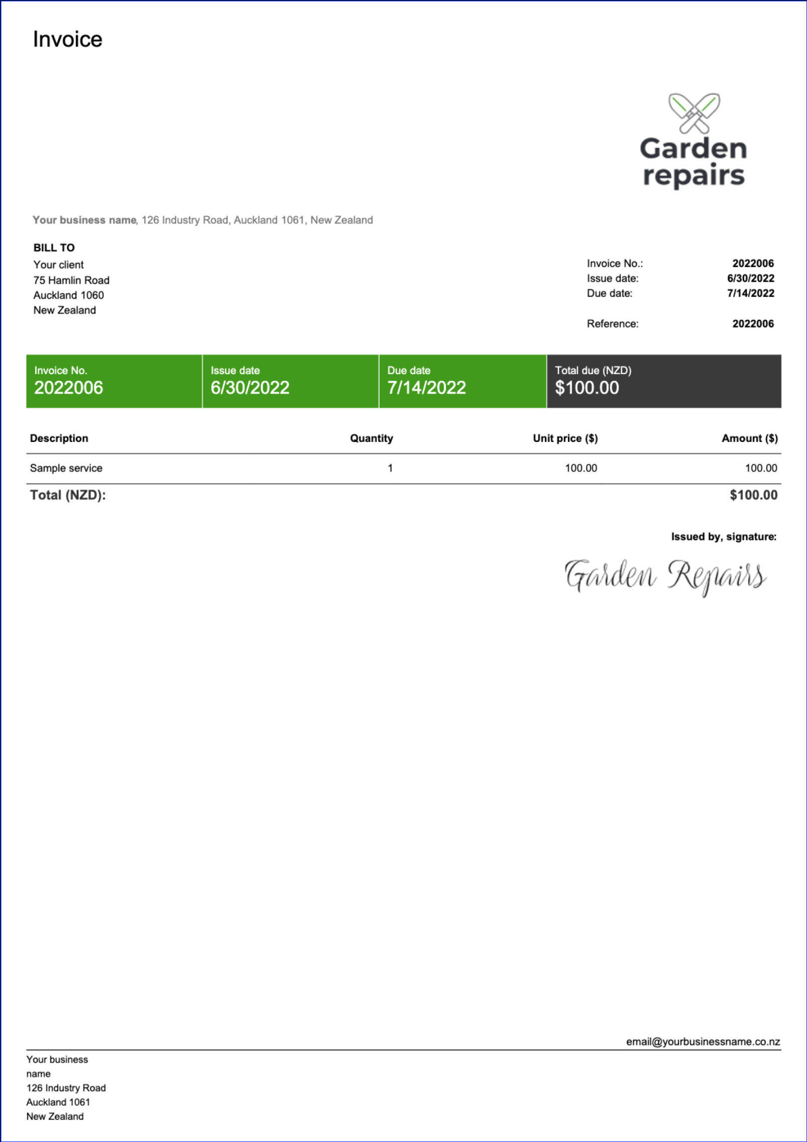 New Zealand Invoice Template - Free & Editable  Billdu