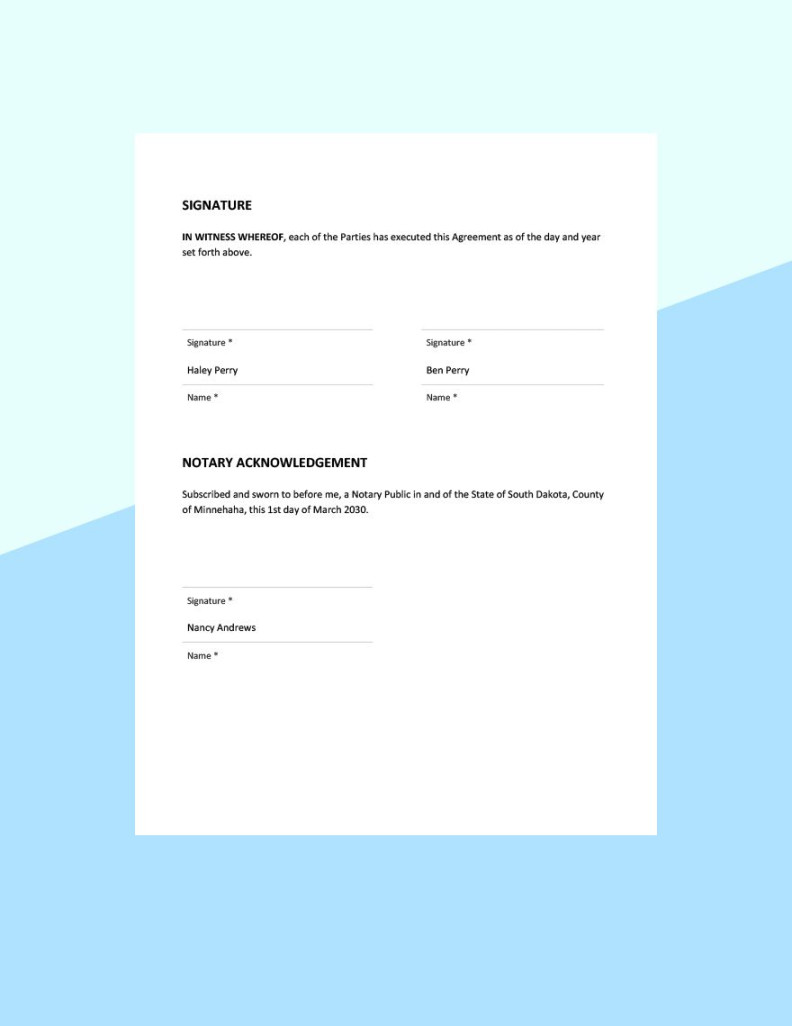 Notarized Custody Agreement Template in Word, PDF, Google Docs