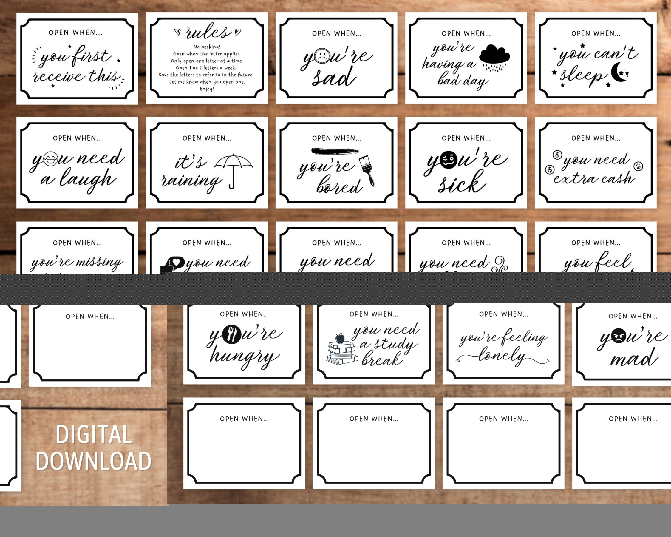 Open When Letter Envelope Labels Printable Set of  Graduation