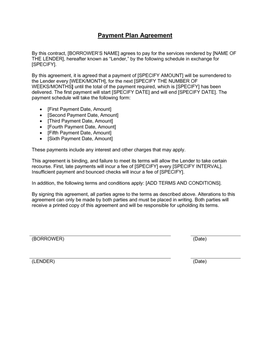 Payment Plan Agreement Template (Download)