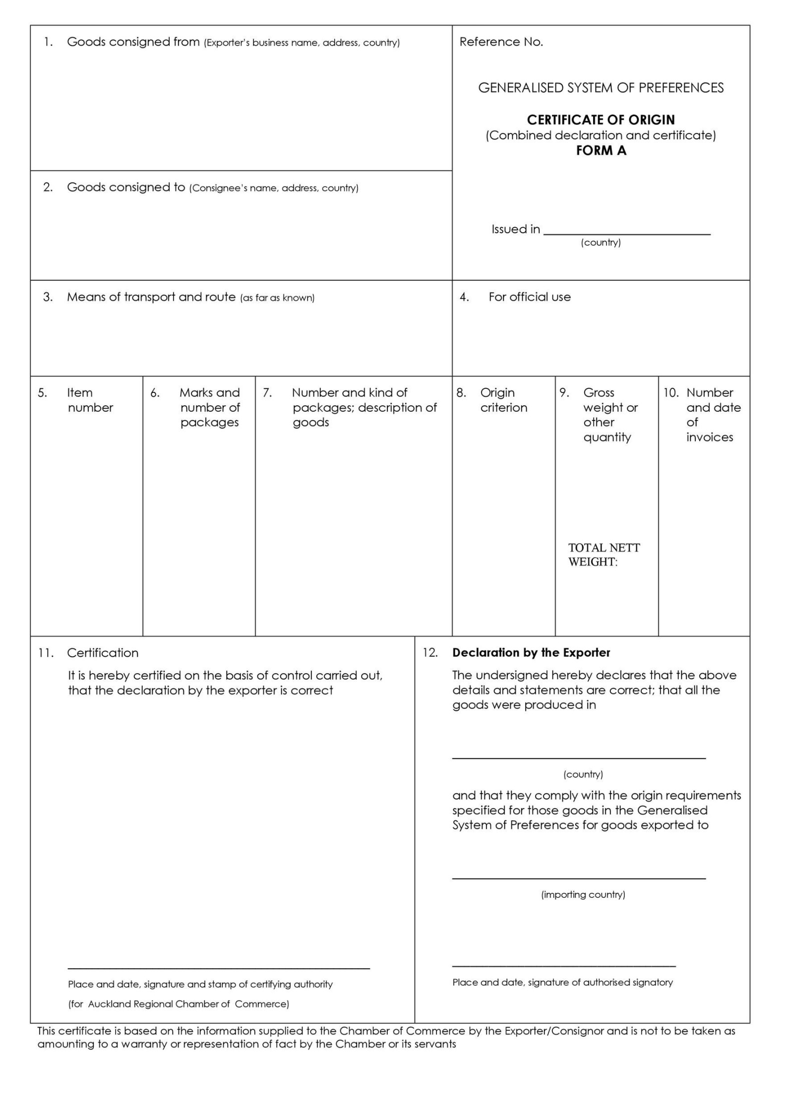 Printable Certificate Of Origin Templates (% Free) ᐅ