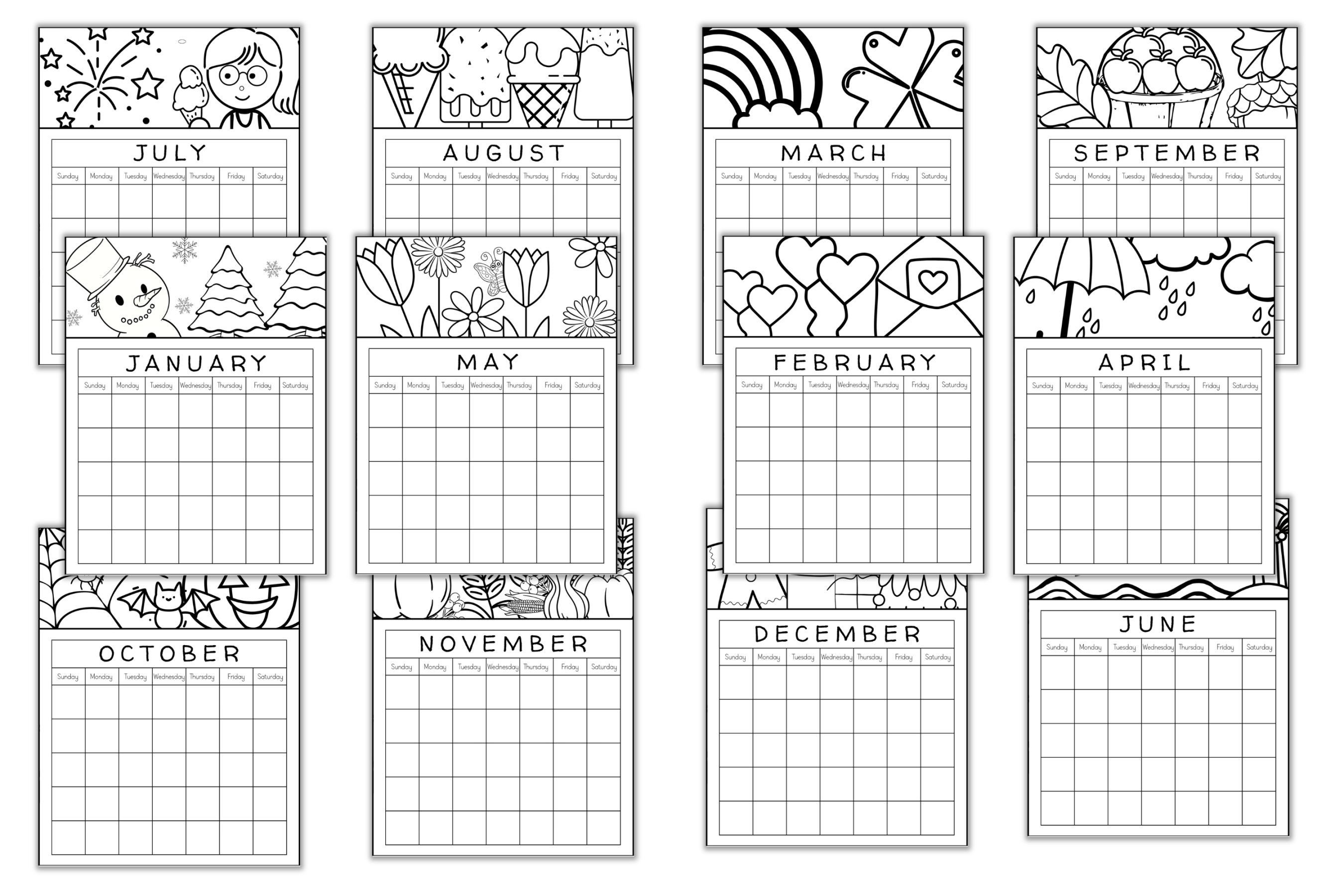 Printable Monthly Calendar Your Kids Will Love to Color! - The