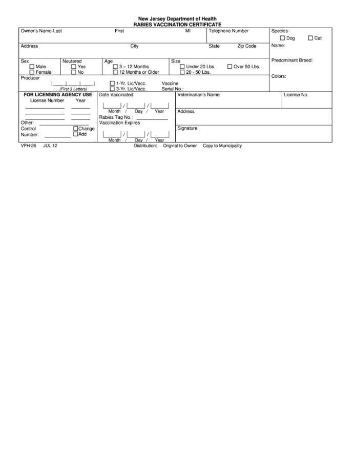 Printable Rabies Certificate - Fill Online, Printable, Fillable