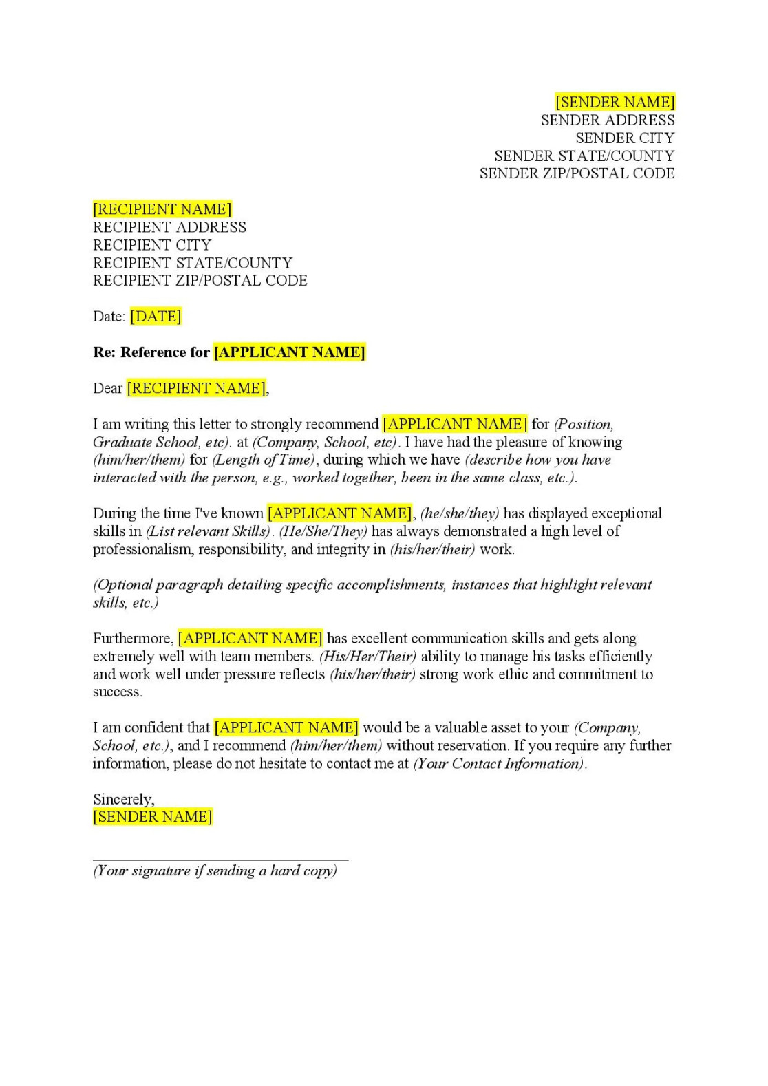 Reference Letter Template - Free Download - Easy Legal Docs