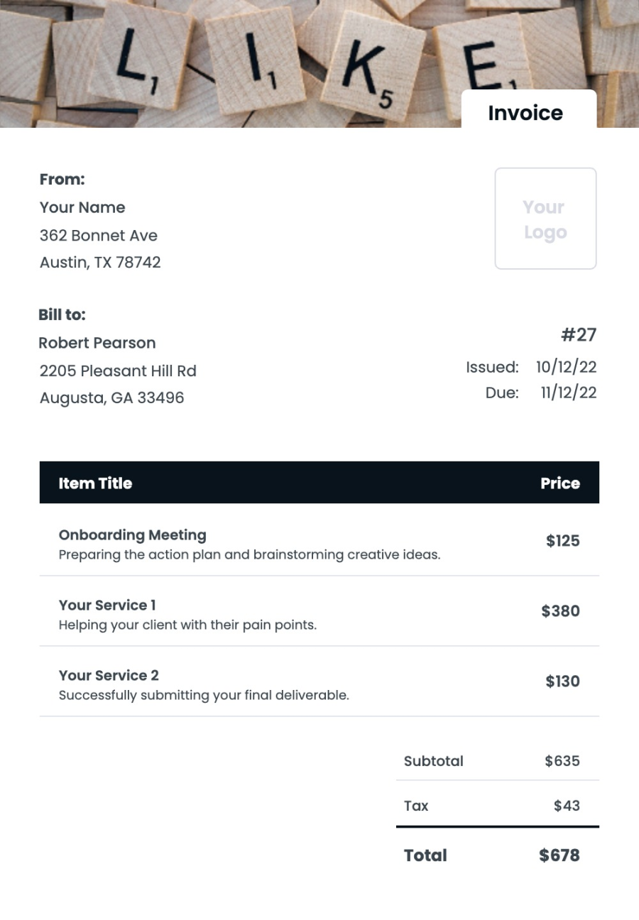 Social Media Invoice Templates - Kosmo