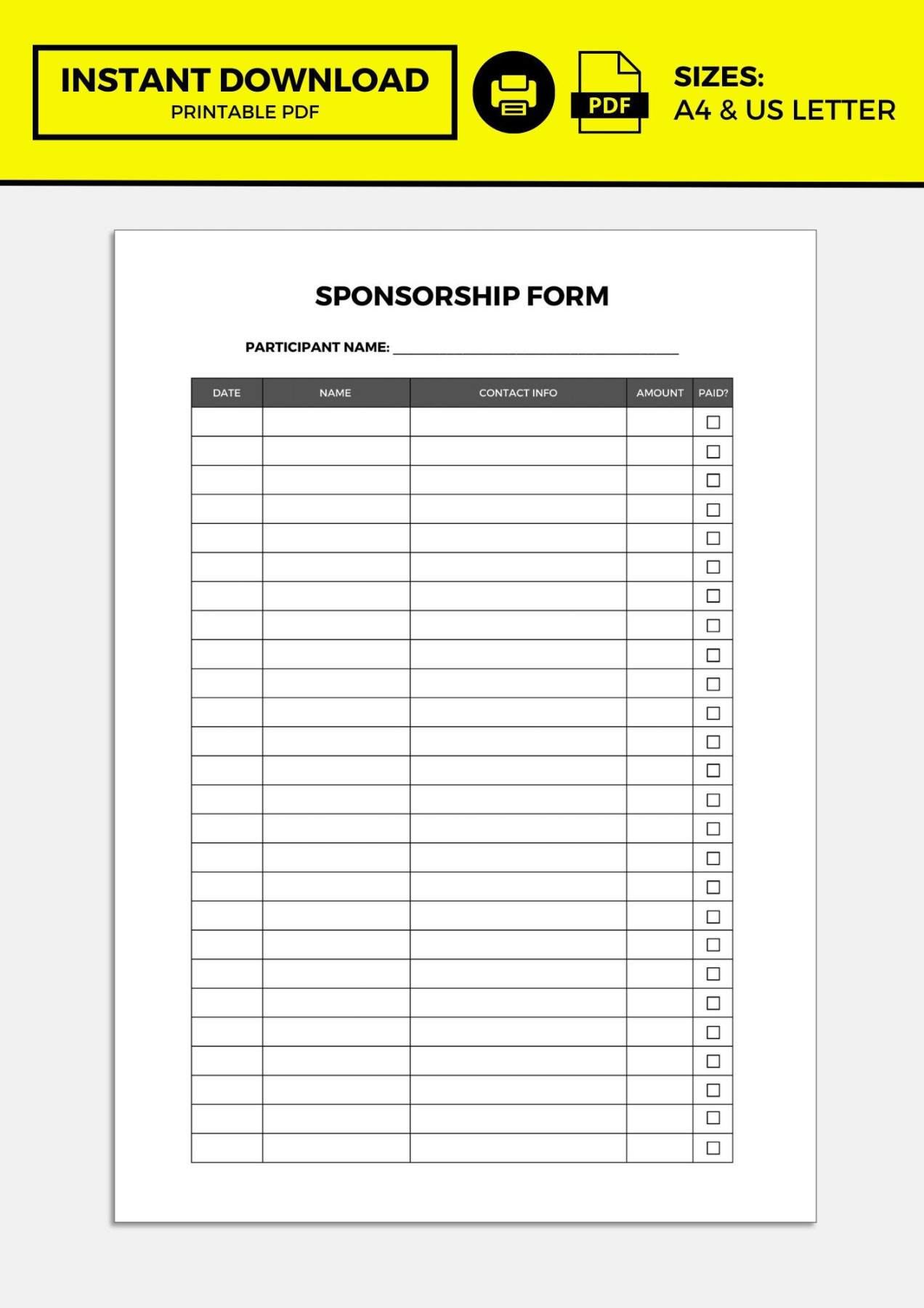 Sponsorship Form Template, Sponsorship Form, Sponsorship Template