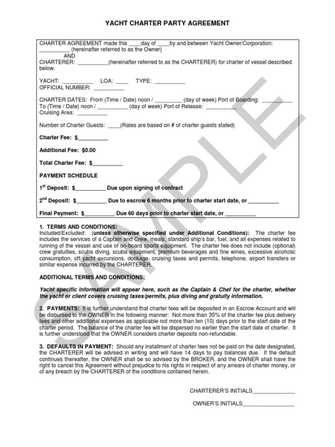 Standard Yacht Charter Agreement  PDF  Sea Captain  Insurance