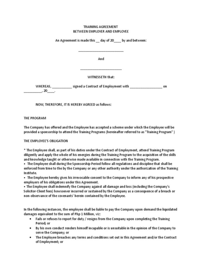 Training Agreement  PDF  Civil Law (Legal System)  Business