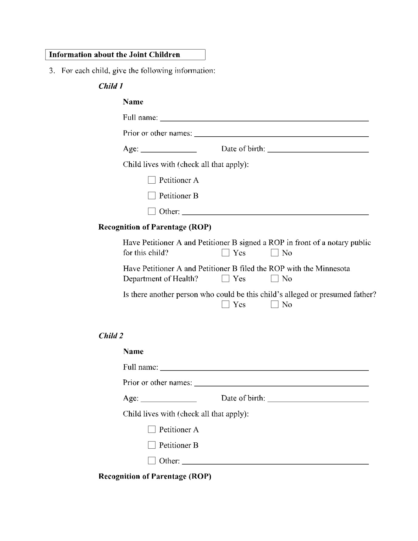 Typical joint store custody agreement