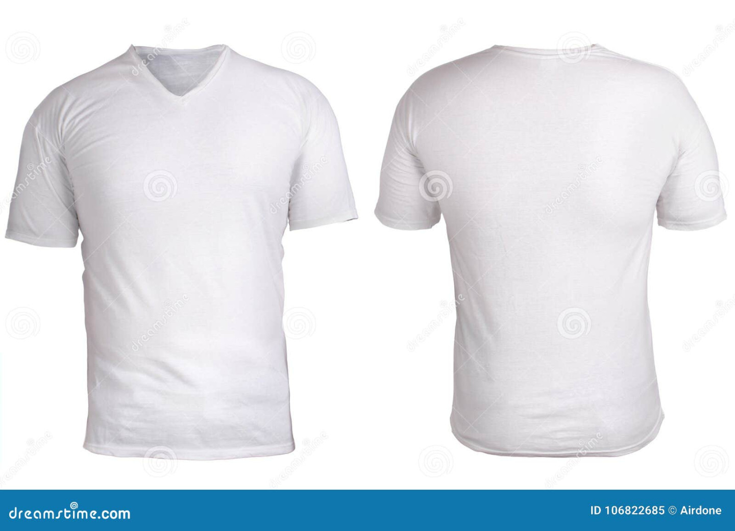 White V-neck Shirt Mockup Template Stock Image - Image of body